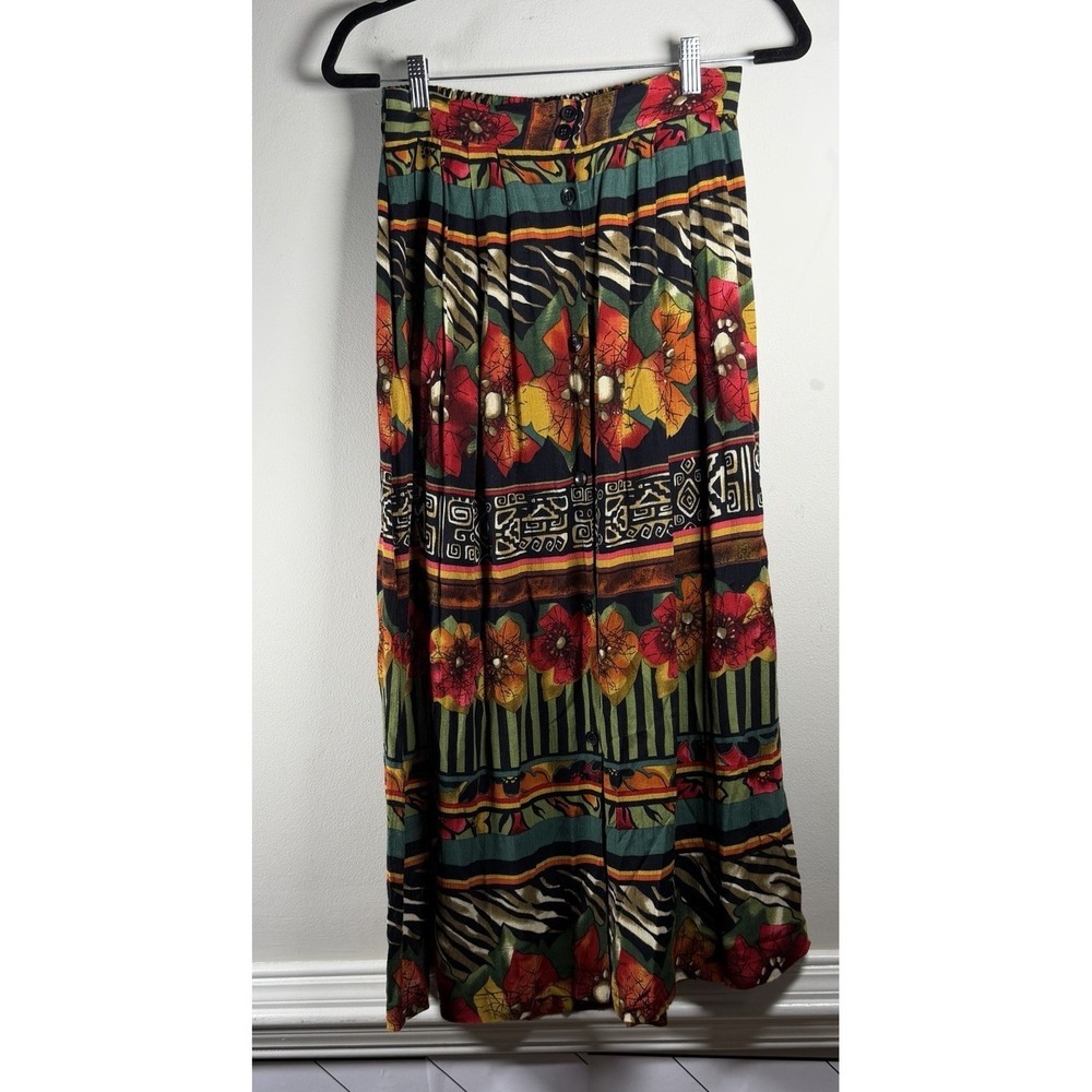 VTG 90s Worthington Black Floral Maxi Skirt Women's Small Whimsigoth Resort
